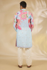 Aqua Multicolour Floral Kurta Set