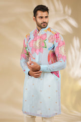 Aqua Multicolour Floral Kurta Set