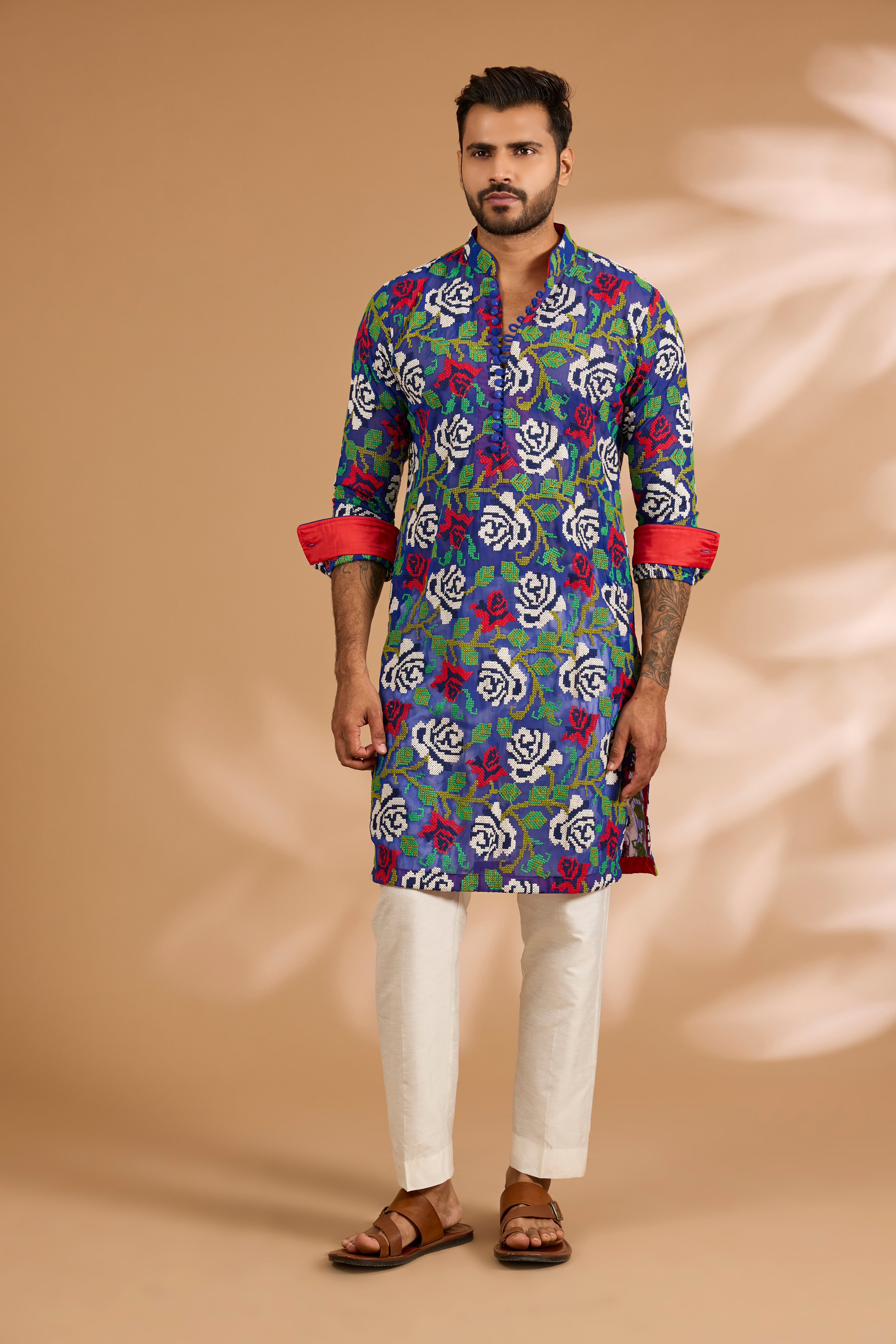 Indigo Blue Georgette Multi-Thread Jaal Kurta Set