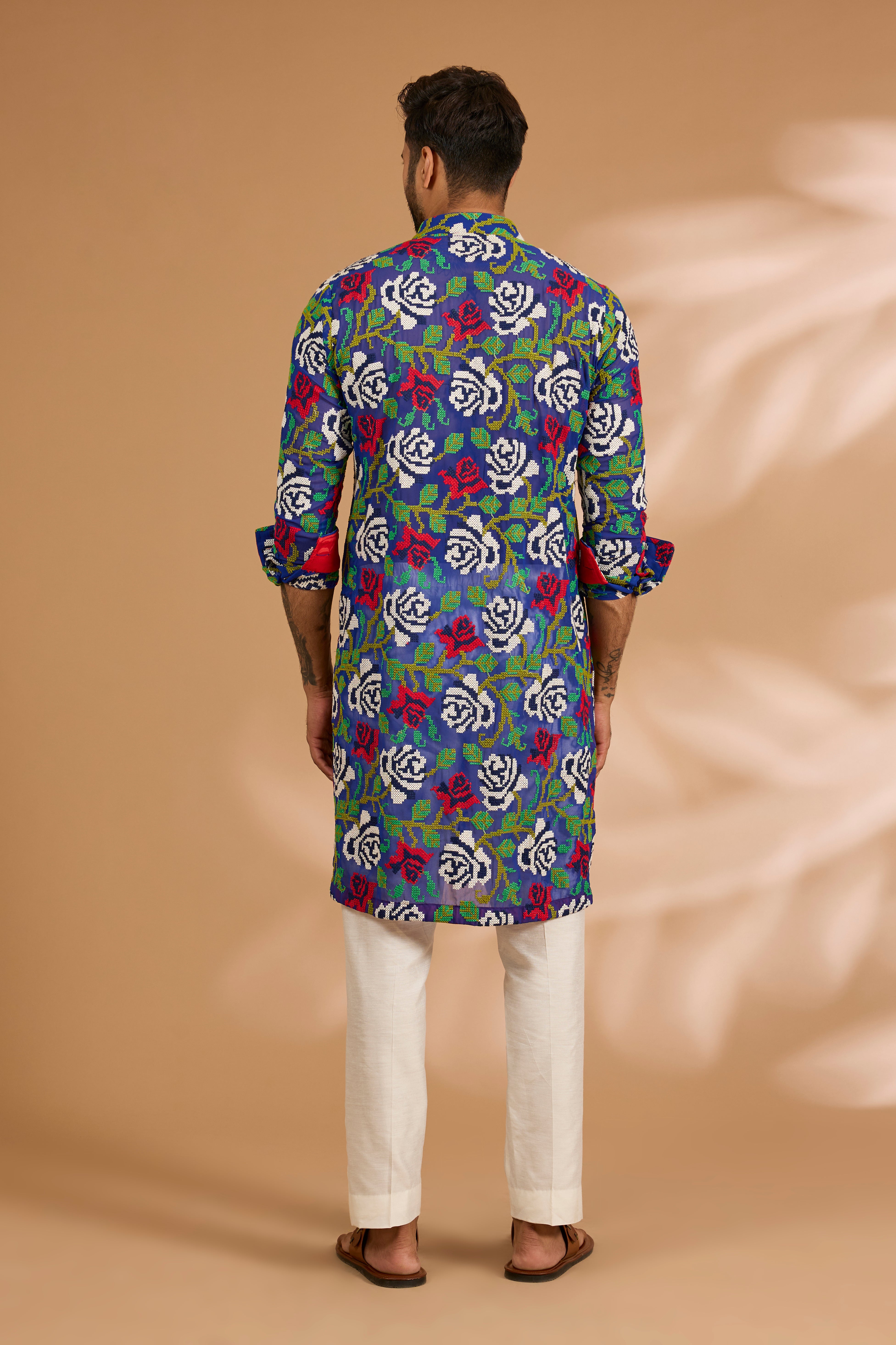 Indigo Blue Georgette Multi-Thread Jaal Kurta Set