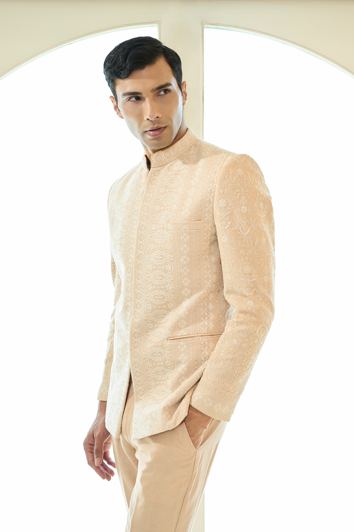 Salman Pink Threadwork Bandhgala Set