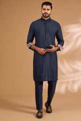 Blue Georgette Sequin Jaal Bundi Kurta Set