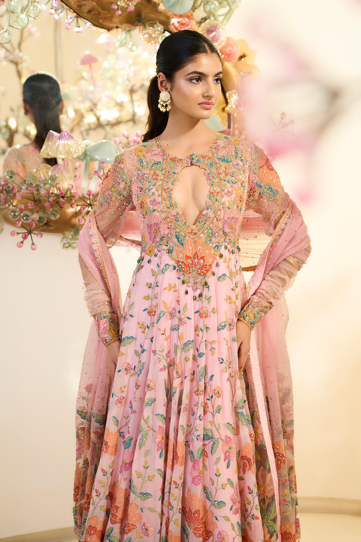 PINK MULTI THREAD AND SEQUIN ANARKALI