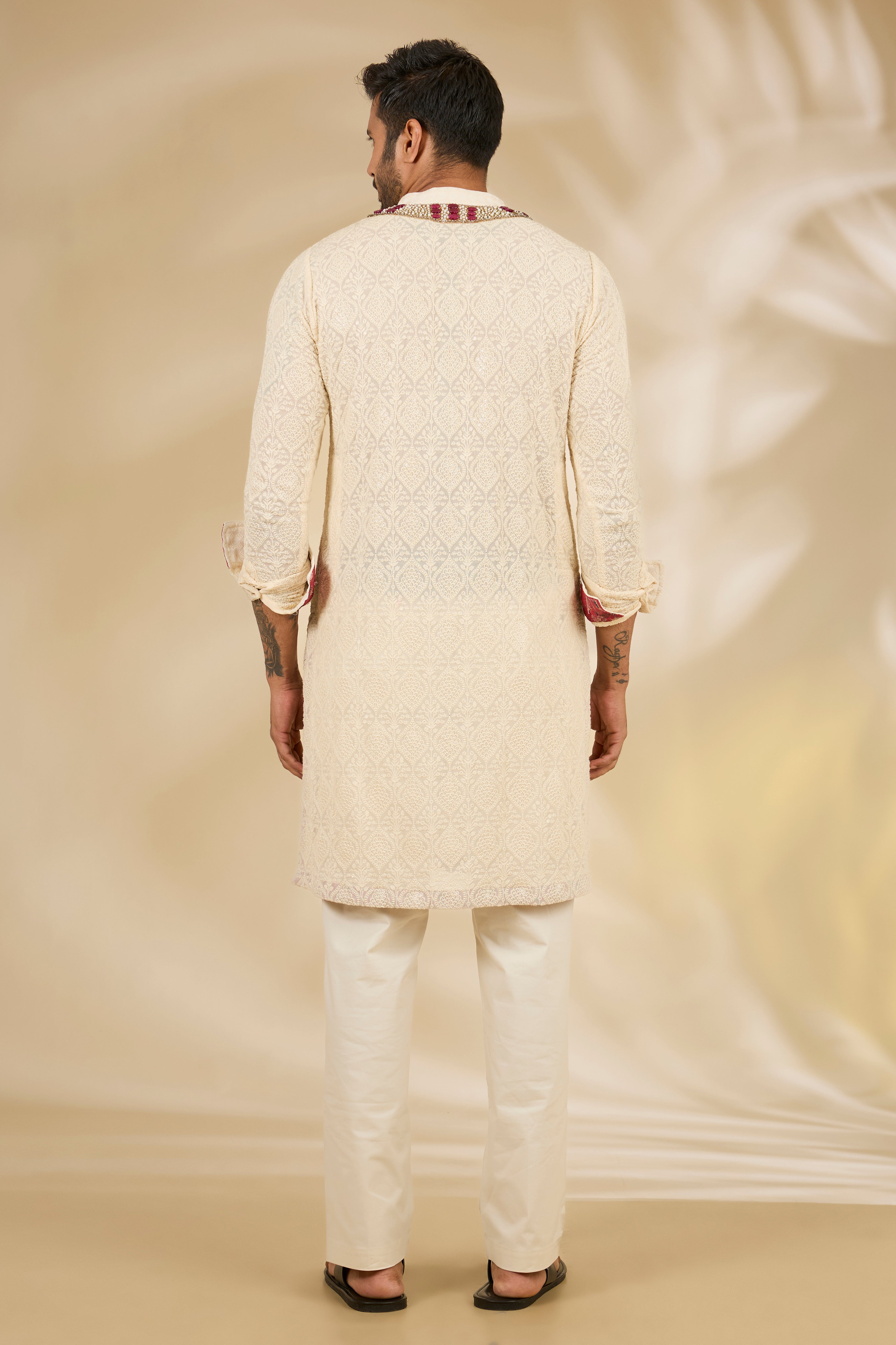 Ivory Thread Jaal Kurta Set