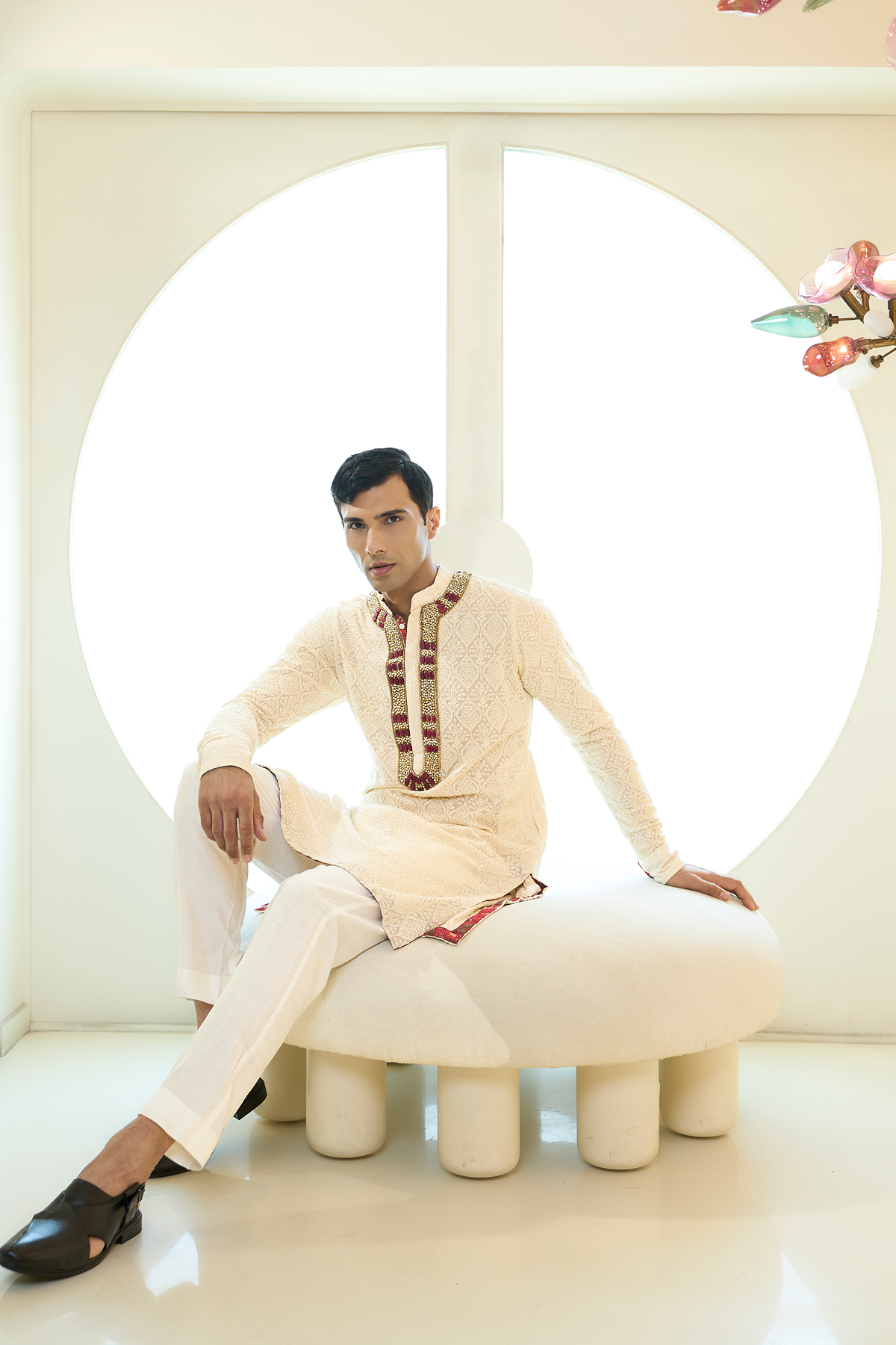 Ivory Thread Jaal Georgette Kurta Set