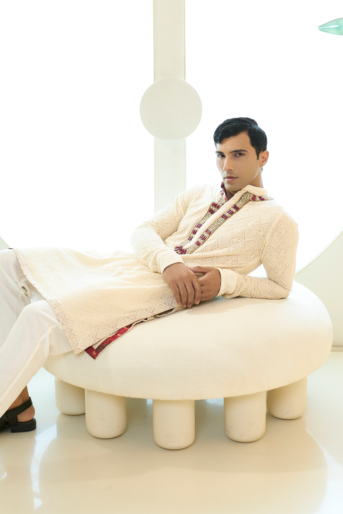 Ivory Thread Jaal Georgette Kurta Set
