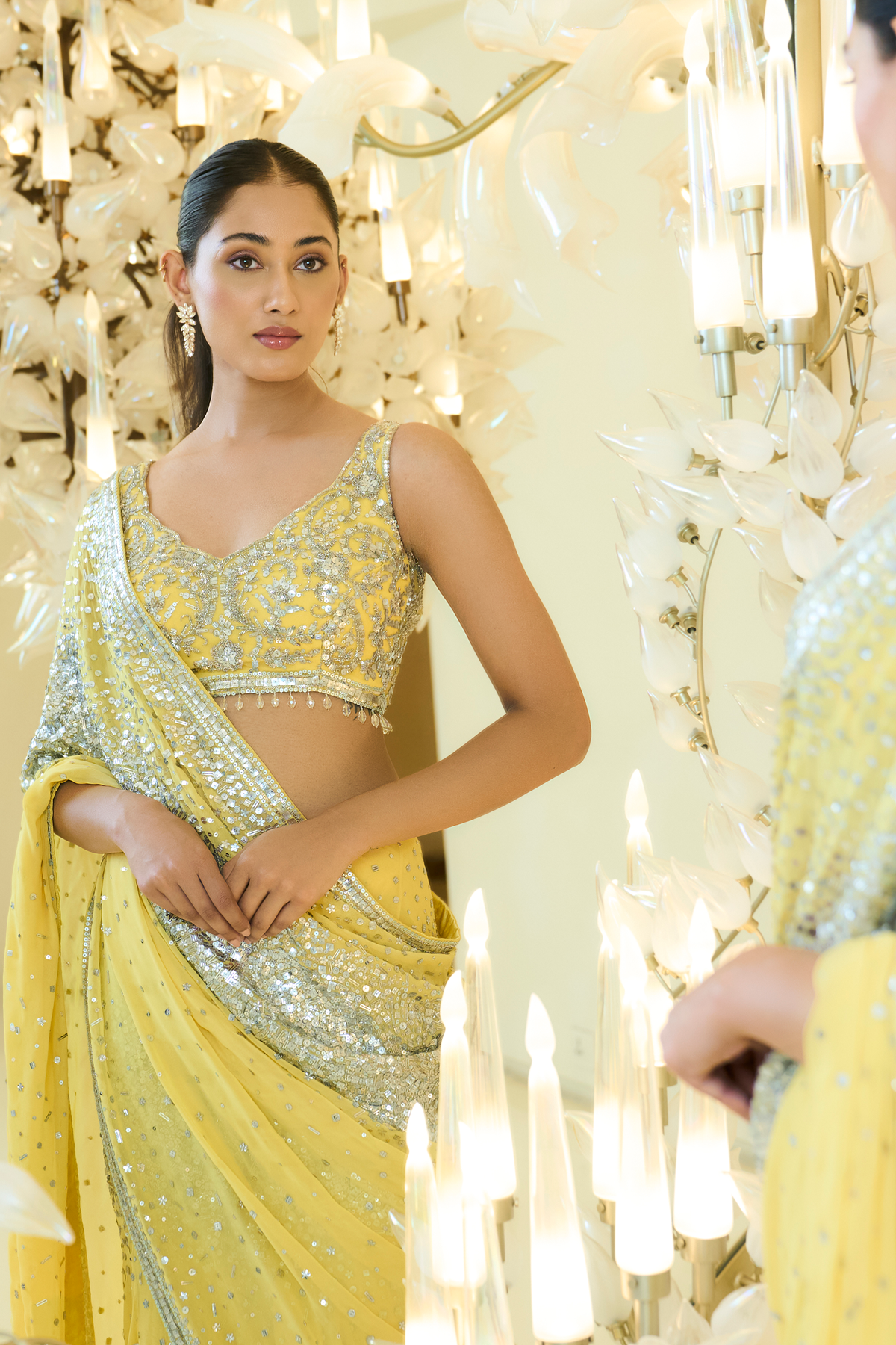 SUNSHINE YELLOW LEHENGA SAREE SET