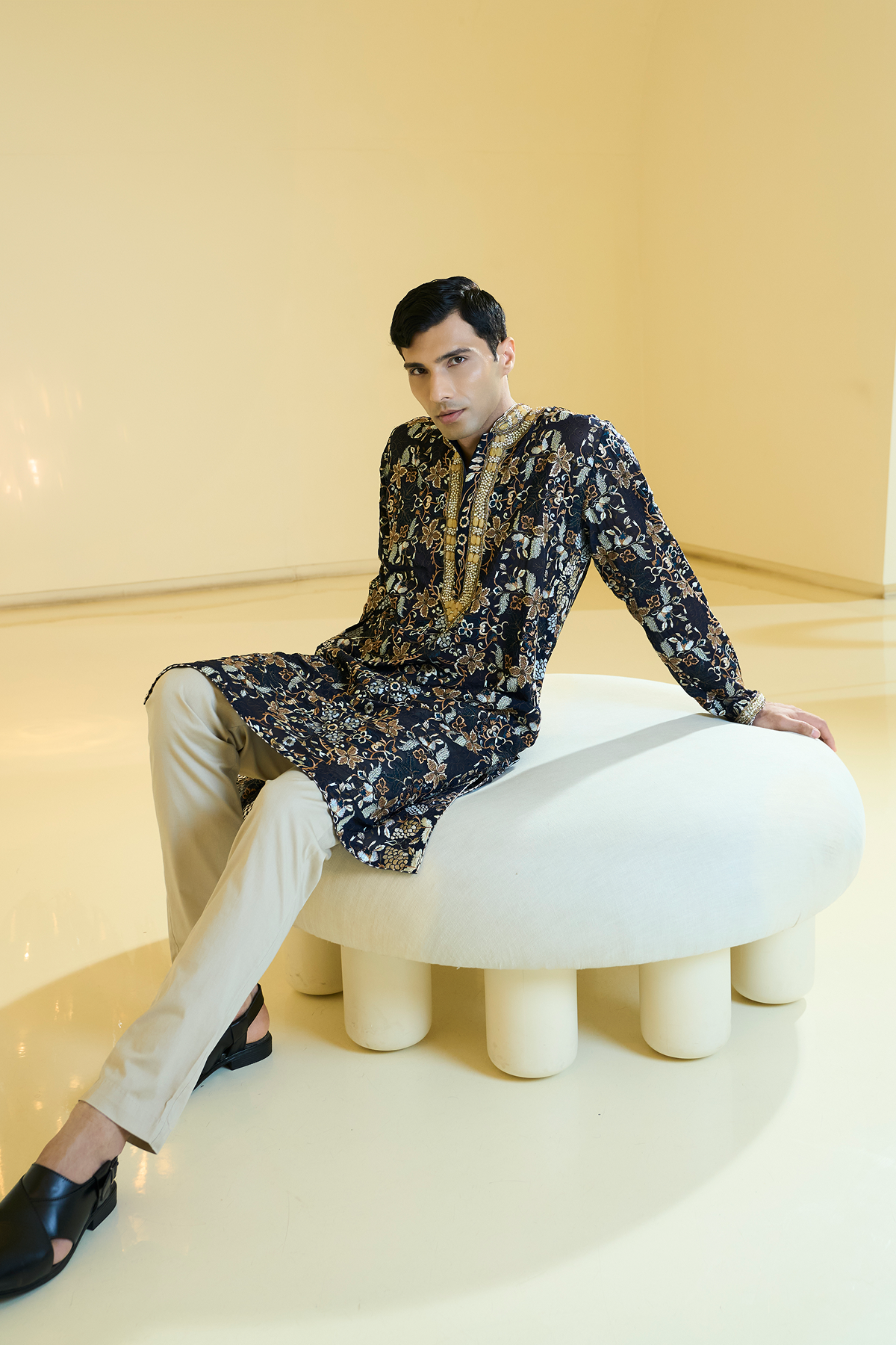 Blue Multi Resham Jaal Kurta Set