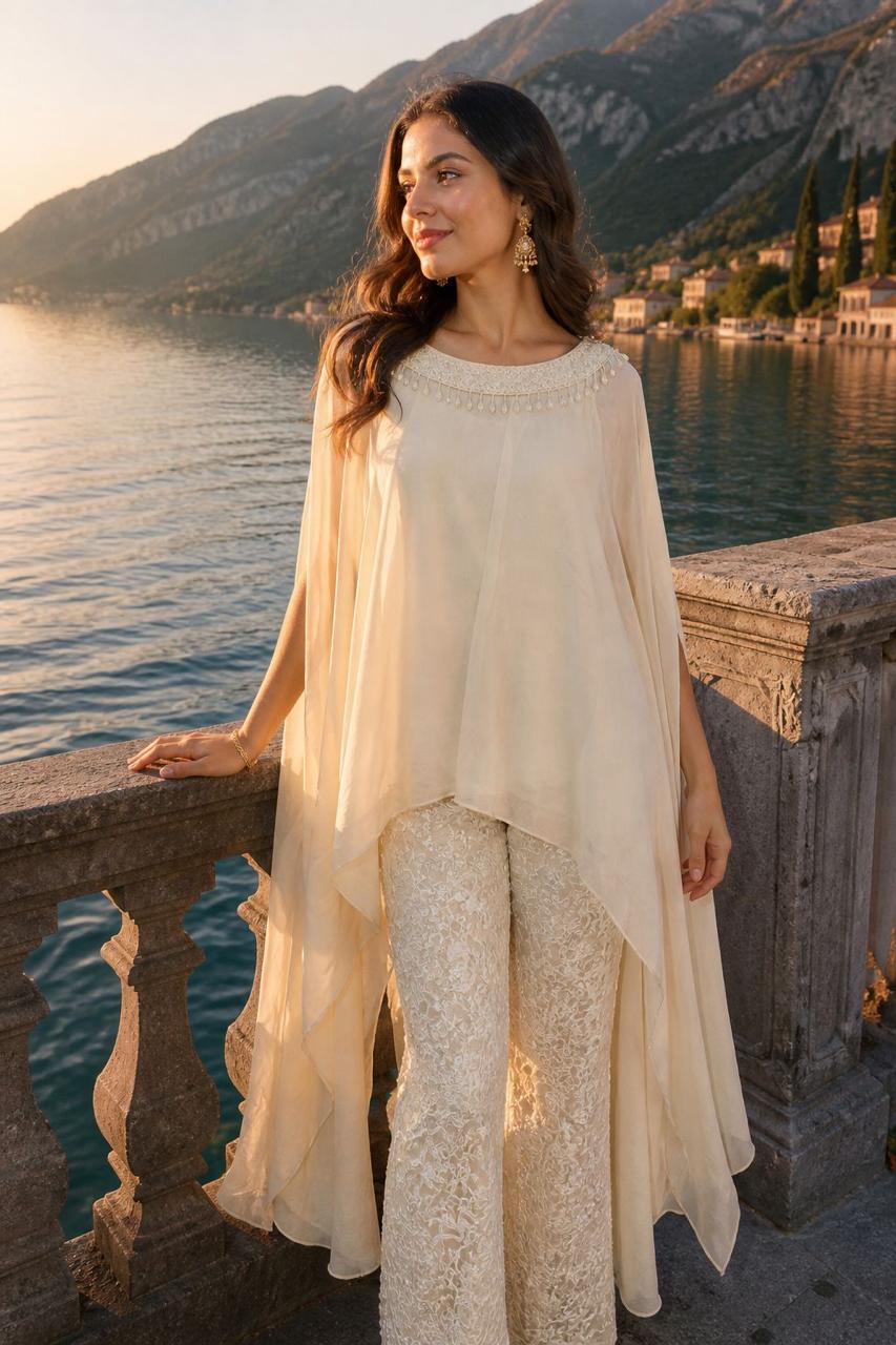 The Ivory Thread-Work Cape Set