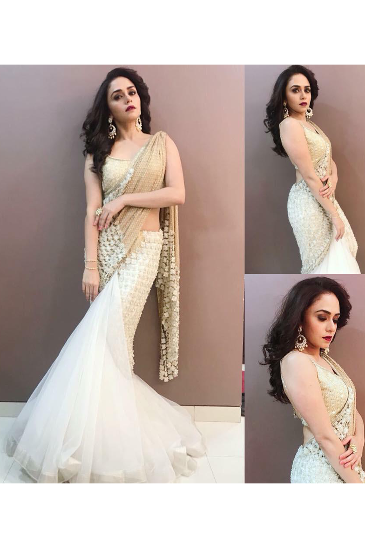 Amrita Khanvilkar In 3D Flower Lehenga Sari Set