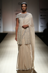 Sand Fully Silver Embroidered Cape W Chiffon Sari W/Jewel Bustier Bop 24 W/ Lace & Sequin Petticoat