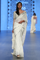 Ivory Blouse W. Ruby Stones W. Belt W.Ivory G-60 Pleated Sharara W/ Lace Pleated Skirt W. Lace Palla