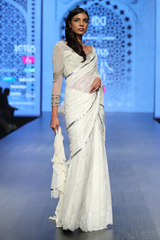 Ivory Blouse W. Ruby Stones W. Belt W.Ivory G-60 Pleated Sharara W/ Lace Pleated Skirt W. Lace Palla