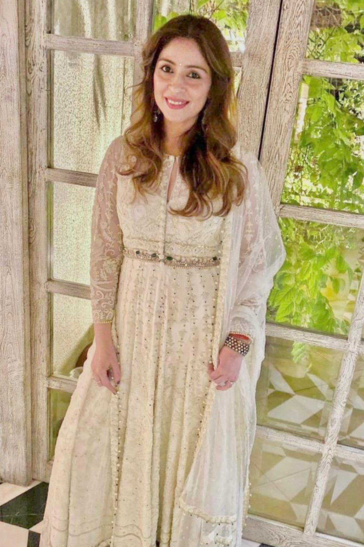 Bhavna Pandey In Ivory Bird Anarkali Set