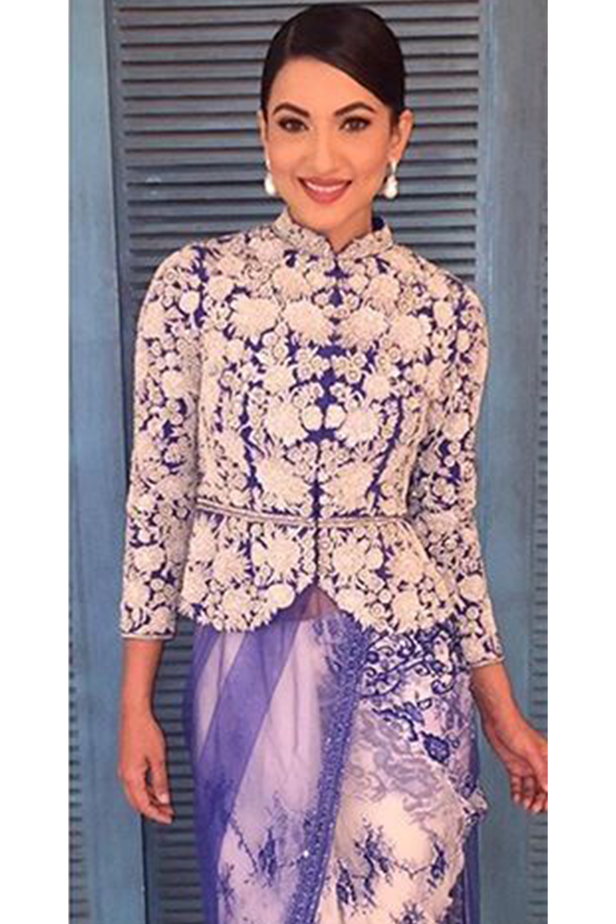 Gauhar Khan In Peplum Sari Set