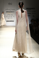 Sand G-60 W/ Lace & Seq. Inner Interling W. Lace & Seq. Trouser W/ Mesh Jaali Cape W/ Collar