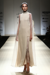 Sand G-60 W/ Lace & Seq. Inner Interling W. Lace & Seq. Trouser W/ Mesh Jaali Cape W/ Collar