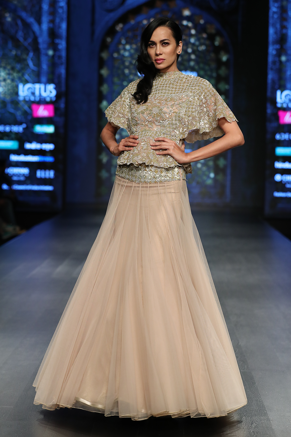 Gold Peplum Jacket W. Net Poof Skirt