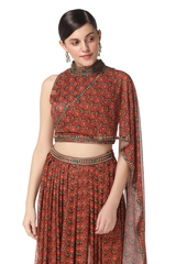 Lana Blouse With Drape With Sharara Set