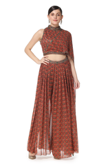 Lana Blouse With Drape With Sharara Set