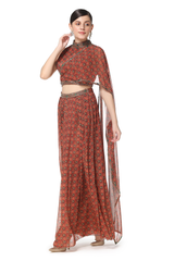 Lana Blouse With Drape With Sharara Set