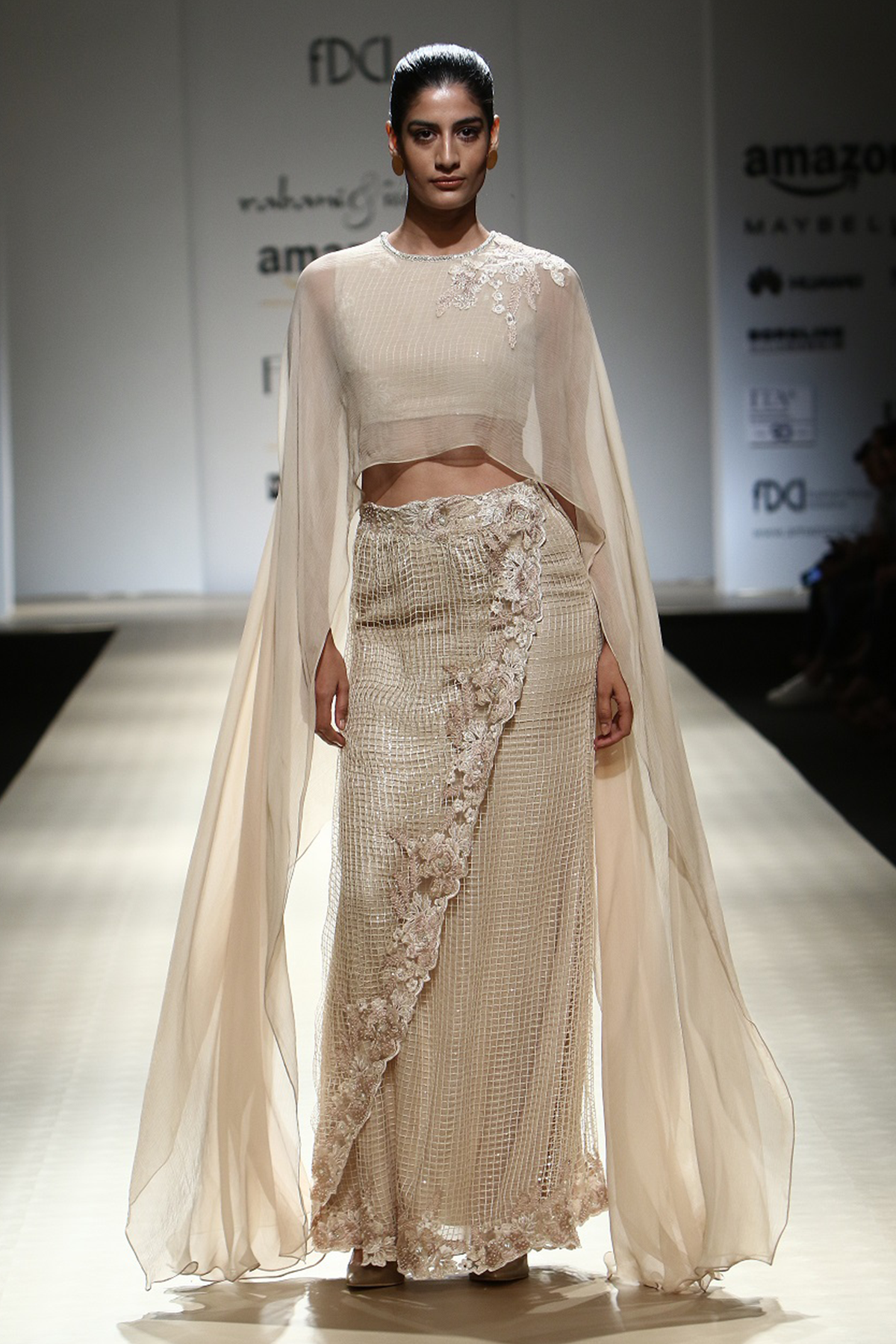 Sand Mesh A Line Skirt With A Wrap W/Blouse Chiffon Cape Bop 26 Set