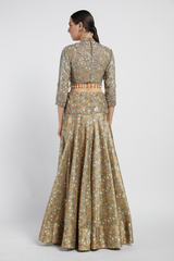 Gold Sheeting Rabia Lehenga Set With Butti Work