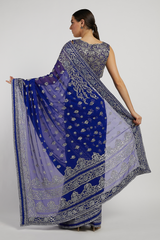 Royal Blue Hand Embroidered Zaynab Saree Set