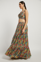 Multi Colored Trellis Rabia Lehenga Set