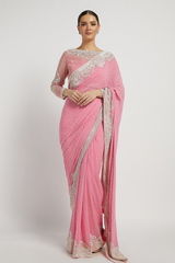 Pink Hand Embroidered Zaynab Saree Set