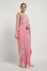 Pink Hand Embroidered Zaynab Saree Set