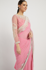 Pink Hand Embroidered Zaynab Saree Set