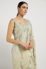 Light Beige Hand Embroidered Zaynab Saree Set