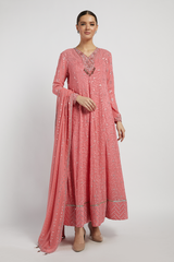 Pink Hand Embroidered Adah Anarkali Set