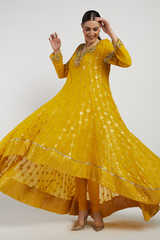 Yellow Hand Embroidered Adah Anarkali Set
