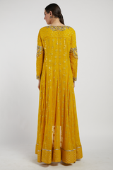 Yellow Hand Embroidered Adah Anarkali Set