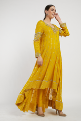 Yellow Hand Embroidered Adah Anarkali Set