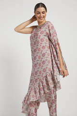 Pink Bloom Printed Lana Cape & Pant Set