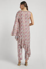Pink Bloom Printed Lana Cape & Pant Set