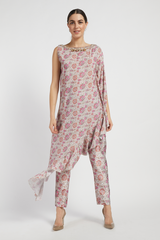 Pink Bloom Printed Lana Cape & Pant Set