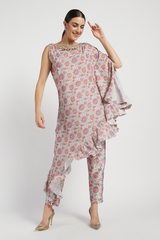 Pink Bloom Printed Lana Cape & Pant Set