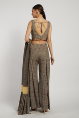 Olive Green Printed Dalia Palazzo Pant Set
