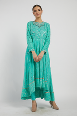 Aqua Blue Hand Embroidered Adah Anarkali Set