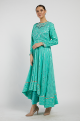 Aqua Blue Hand Embroidered Adah Anarkali Set