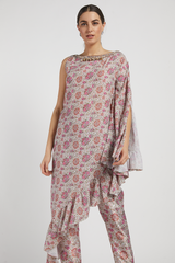 Pink Bloom Printed Lana Cape & Pant Set