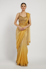 Gold Hand Embroidered Zaynab Saree Set