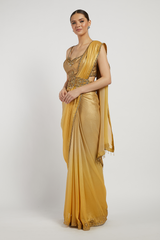 Gold Hand Embroidered Zaynab Saree Set