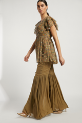 Gold Shimmer Georgette Dalia Kurta Set