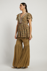 Gold Shimmer Georgette Dalia Kurta Set