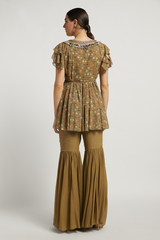 Gold Shimmer Georgette Dalia Kurta Set